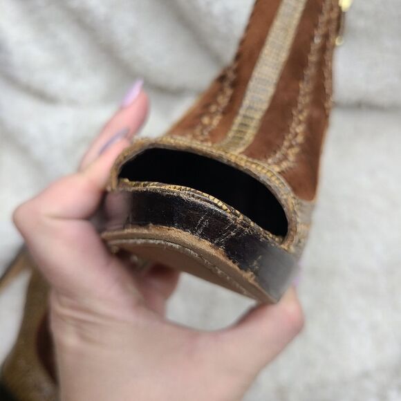 Vince Camuto Brown VC-Night‎ Peep-toe Booties sz 6 - Picture 7 of 9